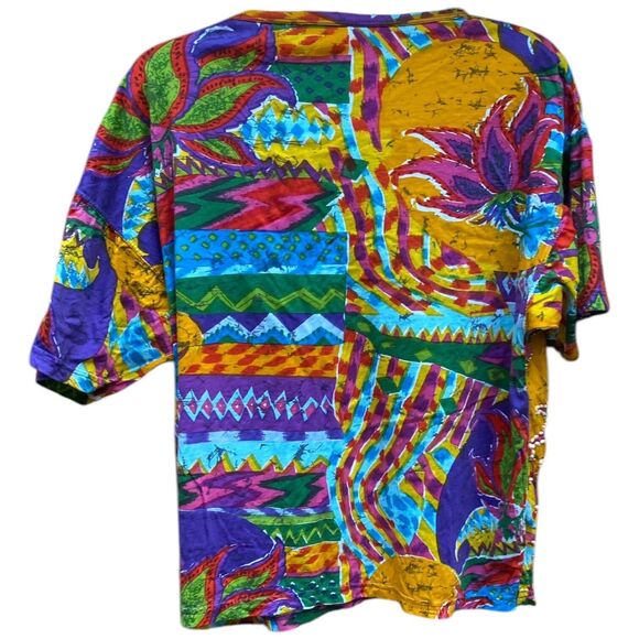 Vtg Sandy Starkman L Beaded Studded Multicolor T-Shirt Rainbow Artsy Statement - Picture 5 of 16